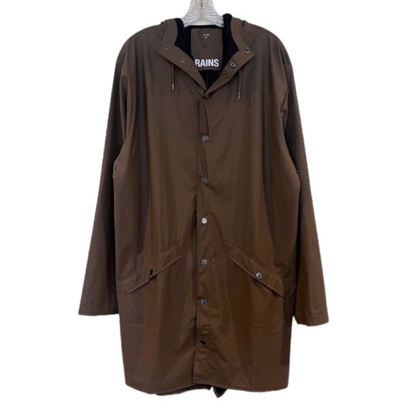 Rains Jackets & Blazers - Rains Brown Button Down Classic Athleisure Outdoor Designer Trench Rain Jacket L